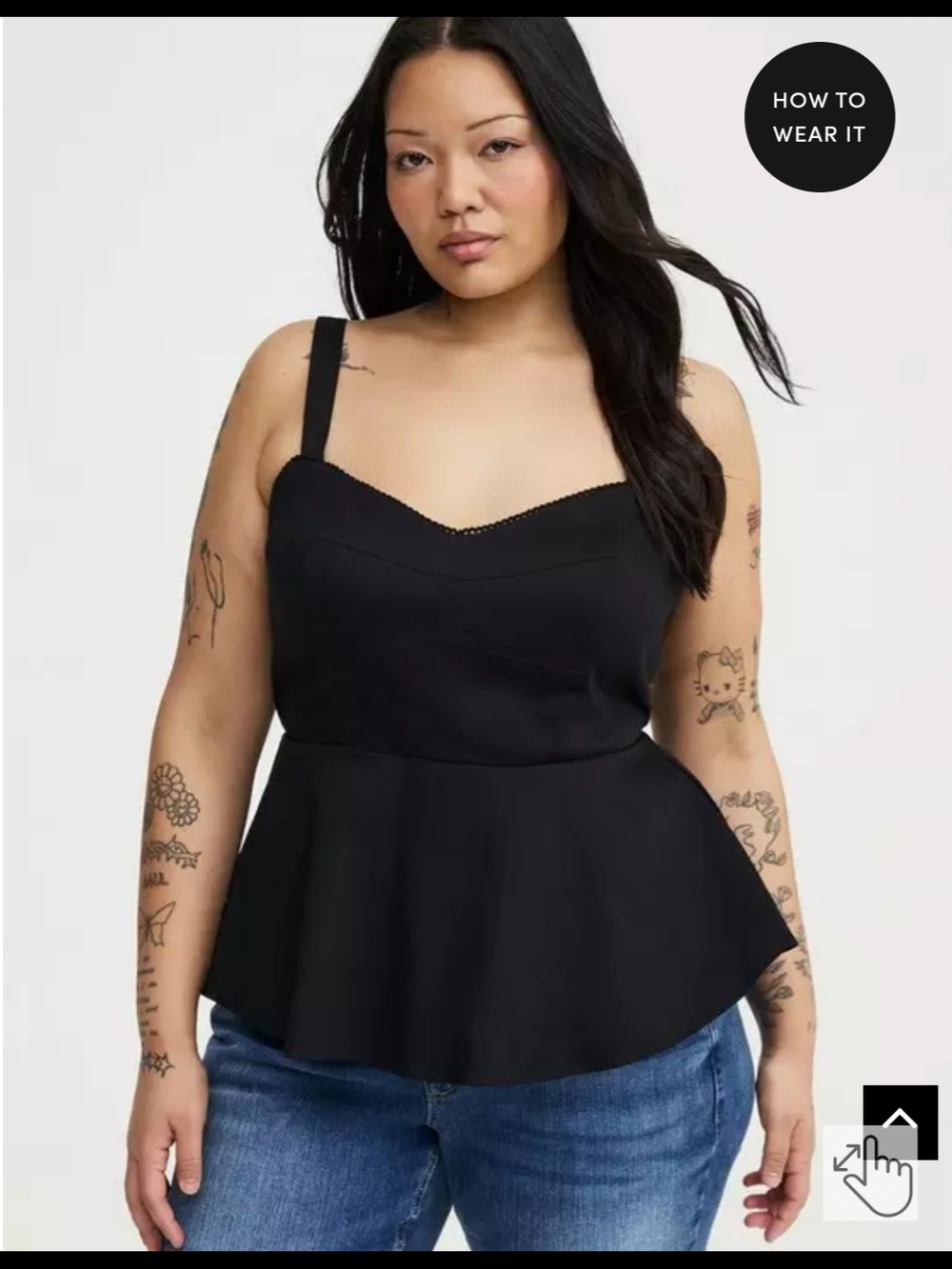 torrid Black Peplum Cami with Sweetheart Neckline